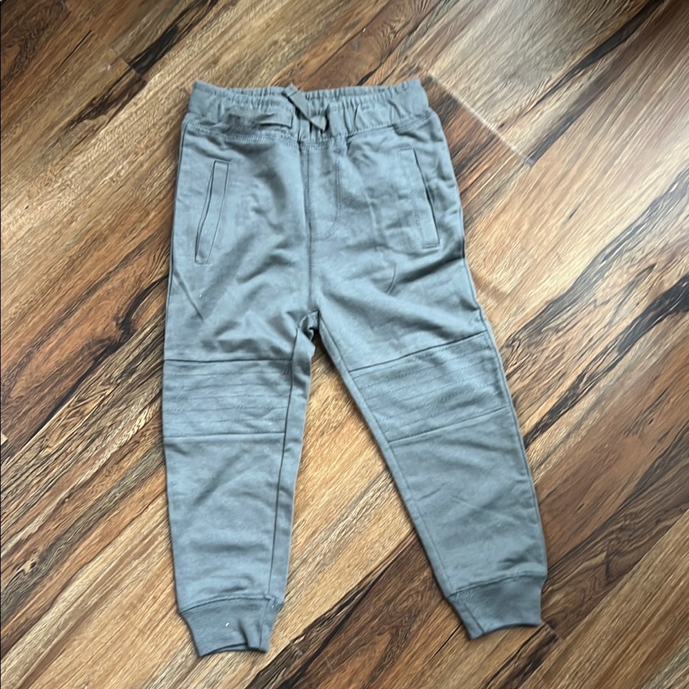 Gray Tapered Sweatpants with Elastic Cuffs - Channel Stitching Design -  3T